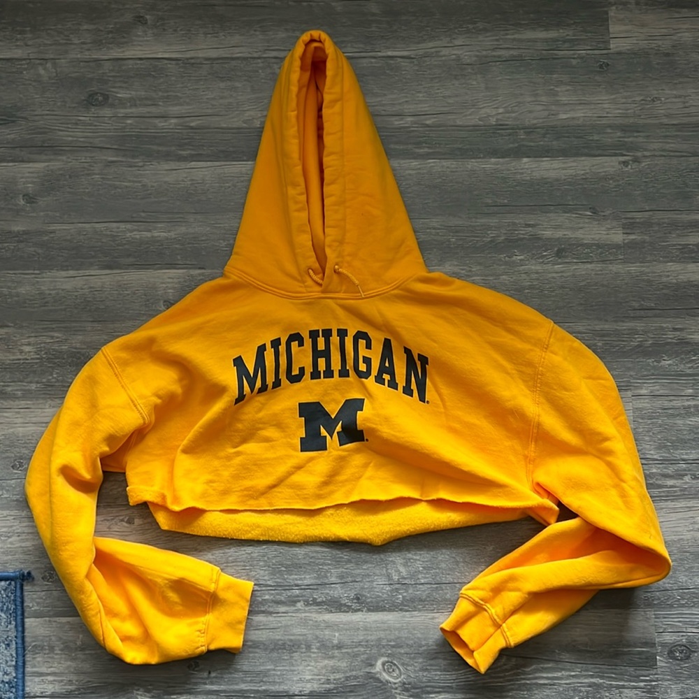 GILDAN yellow Michigan cropped hoodie